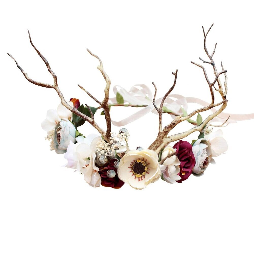 Deer Antler Flower Hair Band Unisex Adjustable Costume Party Accessory